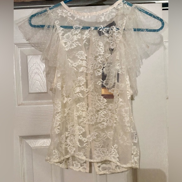 NWT ABS Allen Schwartz Sheer White Lace Blouse Style: 453P22W - Picture 4 of 6